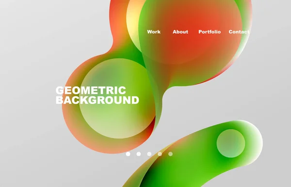 Landing Page Abstract Liquid Background Flowing Shapes Design Circle Web — Stockvektor