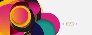 Yaratıcı geometrik duvar kağıdı. Asgari soyut arkaplan. Duvar kağıdı arkaplanı veya iniş sayfası için daire bileşimi vektör çizimi