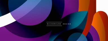 Renkli geometrik şekilli soyut arkaplan. Yuvarlak şekilli, daire ve çizgilerle çok güzel bir arka plan. Geometrik tasarım. Vektör illüstrasyonu