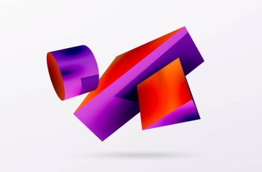 Vektör 3d soyut arkaplan. Şekiller 3 boyutlu üçgen ve silindir. Duvar kağıdı, afiş, arkaplan veya iniş için moda tekno iş şablonu