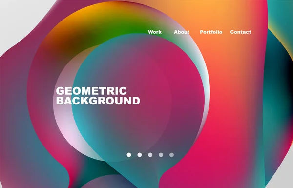 Landing Page Abstract Liquid Background Flowing Shapes Design Circle Web — Image vectorielle