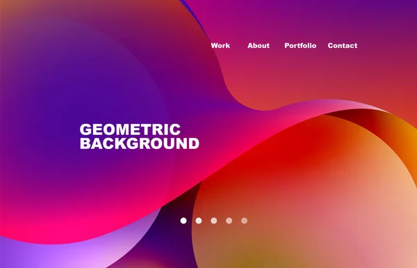 Landing Page Abstract Liquid Background Flowing Shapes Design Circle Web — Stockvektor