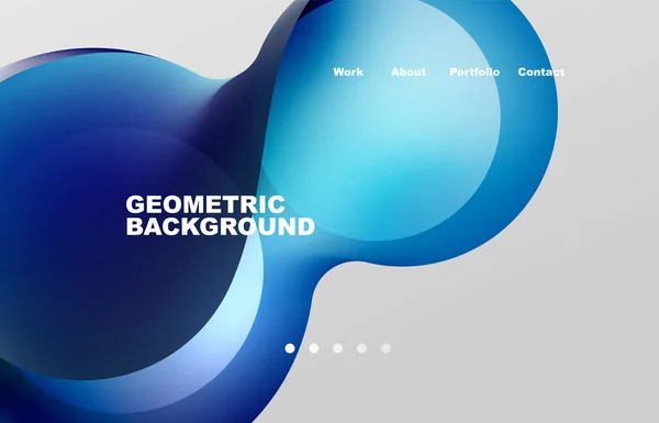 Landing Page Abstract Liquid Background Flowing Shapes Design Circle Web — Image vectorielle