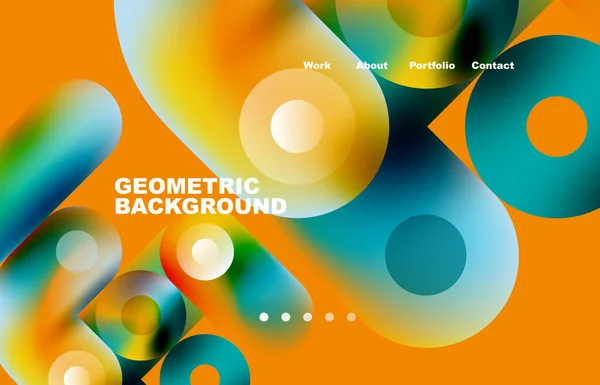 Circles Shapes Landing Page Abstract Geometric Background Web Page Website — Stock vektor