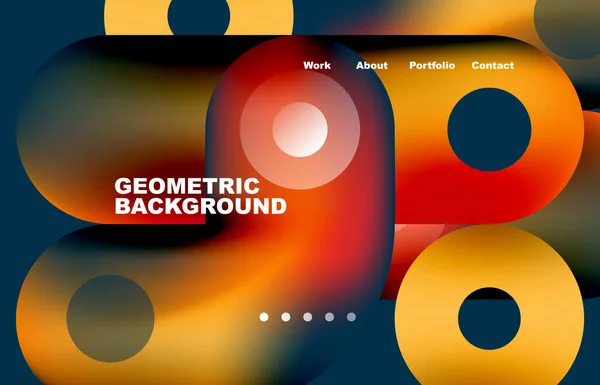 Circles Shapes Landing Page Abstract Geometric Background Web Page Website — Image vectorielle