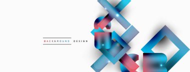 Dinamik bileşim, parlak geometrik şekiller soyut arkaplan. Duvar kağıdı, afiş, arkaplan veya iniş için moda tekno iş şablonu