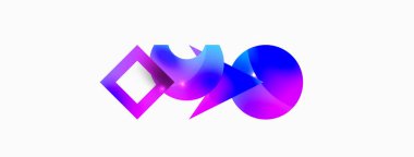 Minimum geometrik soyut arkaplan. İlkel şekiller kompozisyon arkaplanı. Duvar kağıdı, afiş, arkaplan veya iniş için moda tekno iş şablonu