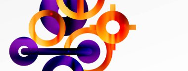 Minimum geometrik soyut arkaplan. Çember, çizgi ve yuvarlak şekiller tasarımı. Duvar kağıdı, afiş, arkaplan veya iniş için moda tekno iş şablonu