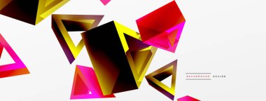 Üçgen soyut arkaplan. 3D vektör temel biçim teknolojisi veya iş konsepti bileşimi. Duvar kağıdı, afiş, arkaplan veya iniş için moda tekno iş şablonu