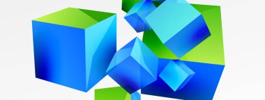 3d cubes vector abstract background. Composition of 3d square shaped basic geometric elements. Trendy techno business template for wallpaper, banner, background or landing