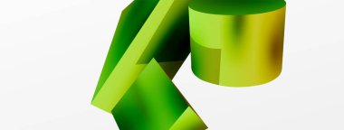 Metalik 3d şekil vektör geometrik arkaplan. Duvar kağıdı, afiş, arkaplan veya iniş için moda tekno iş şablonu