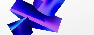 Vektör 3d soyut arkaplan. Şekiller 3 boyutlu üçgen ve silindir. Duvar kağıdı, afiş, arkaplan veya iniş için moda tekno iş şablonu