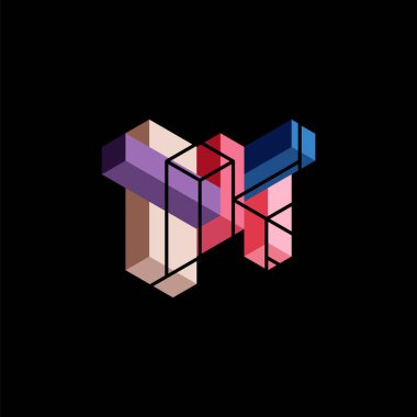 Soyut arkaplan. 3 boyutlu küp, küp elementler ve bloklar. Duvar kağıdı, afiş, arkaplan, iniş sayfası için tekno veya iş konsepti