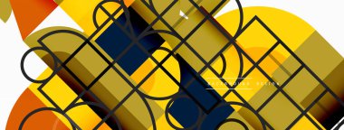 Minimum geometrik soyut arkaplan. Çember kare ve üçgen tasarım. Duvar kağıdı, afiş, arkaplan veya iniş için moda tekno iş şablonu