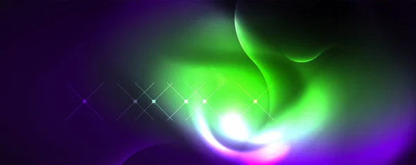 Neon Glowing Waves Magic Energy Space Light Concept Abstract Background — Stockový vektor