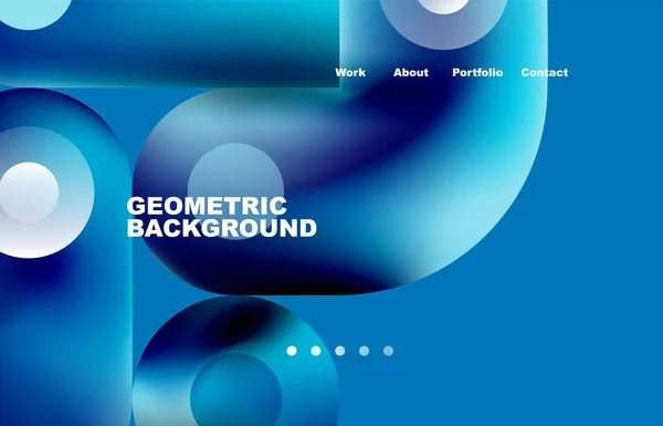 Website Landing Page Abstract Geometric Background Circles Shapes Web Page —  Vetores de Stock