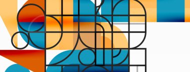 Minimum geometrik soyut arkaplan. Çember kare ve üçgen tasarım. Duvar kağıdı, afiş, arkaplan veya iniş için moda tekno iş şablonu