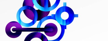 Minimum geometrik soyut arkaplan. Çember, çizgi ve yuvarlak şekiller tasarımı. Duvar kağıdı, afiş, arkaplan veya iniş için moda tekno iş şablonu