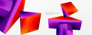 Metalik 3d şekil vektör geometrik arkaplan. Duvar kağıdı, afiş, arkaplan veya iniş için moda tekno iş şablonu