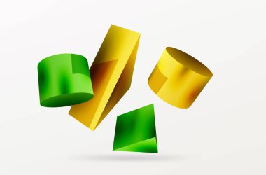 Metallic 3d shape vector geometric background. Trendy techno business template for wallpaper, banner, background or landing