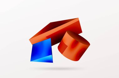 Vector 3d abstract background. Shapes 3d triangle and cylinder. Trendy techno business template for wallpaper, banner, background or landing