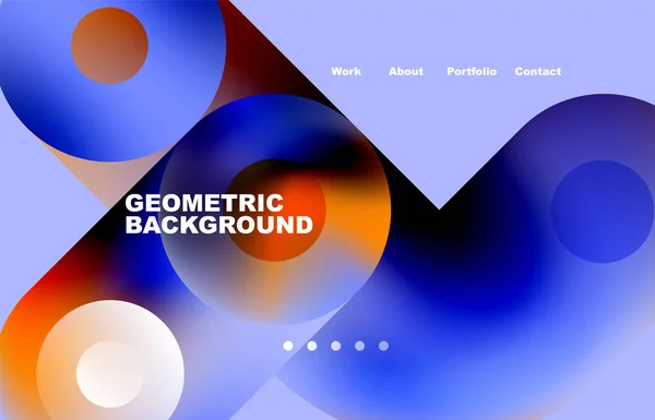 Website Landing Page Abstract Geometric Background Circles Shapes Web Page — Stockvector