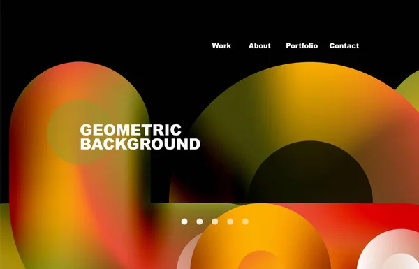 Website Landing Page Abstract Geometric Background Circles Shapes Web Page — Stok Vektör