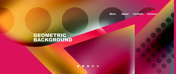 Landing Page Background Template Colorful Plastic Shapes Abstract Composition Vector — ストックベクタ