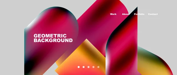 Landing Page Background Template Colorful Plastic Shapes Abstract Composition Vector — Stockvektor