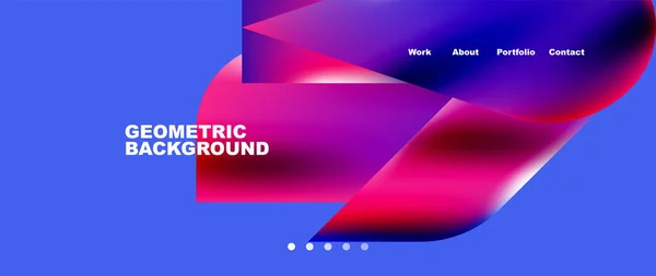 Glassmorphism Landing Page Background Template Colorful Glass Shapes Metallic Effect — Image vectorielle