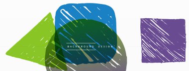 Soyut arkaplan. El çizimi geometrik şekil - kare, daire ve üçgen. Duvar kağıdı, afiş, arkaplan veya iniş için zanaat iş şablonu