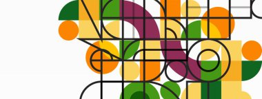 Minimum geometrik soyut arkaplan. Çember kare ve üçgen tasarım. Duvar kağıdı, afiş, arkaplan veya iniş için moda tekno iş şablonu