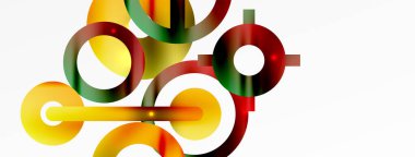 Minimum geometrik soyut arkaplan. Çember, çizgi ve yuvarlak şekiller tasarımı. Duvar kağıdı, afiş, arkaplan veya iniş için moda tekno iş şablonu