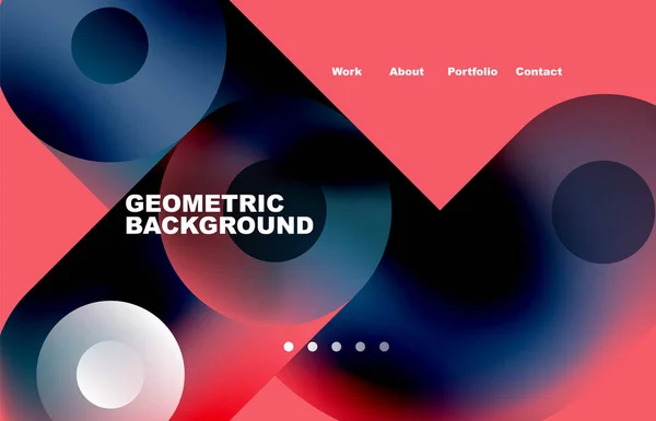 Website Landing Page Abstract Geometric Background Circles Shapes Web Page — Vettoriale Stock