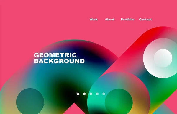 Website Landing Page Abstract Geometric Background Circles Shapes Web Page — Stok Vektör