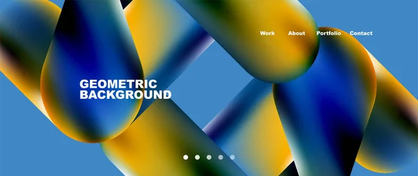 Glassmorphism Landing Page Background Template Colorful Glass Shapes Metallic Effect — Vector de stock