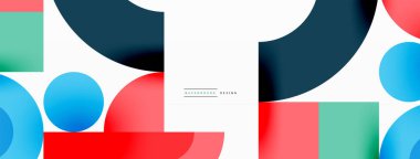 Çember ve kare geometrik arkaplan. Duvar kağıdı, pankart, arkaplan ya da iniş için üçgen ve kareli yuvarlak şekiller