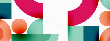 Çember ve kare geometrik arkaplan. Duvar kağıdı, pankart, arkaplan ya da iniş için üçgen ve kareli yuvarlak şekiller