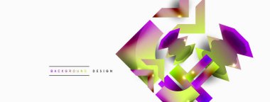 Dinamik bileşim, parlak geometrik şekiller soyut arkaplan. Duvar kağıdı, afiş, arkaplan veya iniş için moda tekno iş şablonu