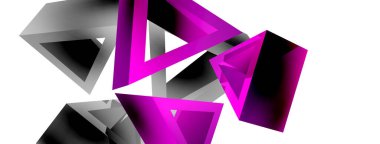 3d üçgen soyut arkaplan. Temel şekil teknolojisi ya da iş konsepti bileşimi. Duvar kağıdı, afiş, arkaplan veya iniş için moda tekno iş şablonu