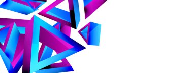 Üçgen soyut arkaplan. 3D vektör temel biçim teknolojisi veya iş konsepti bileşimi. Duvar kağıdı, afiş, arkaplan veya iniş için moda tekno iş şablonu