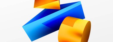 Vector 3d abstract background. Shapes 3d triangle and cylinder. Trendy techno business template for wallpaper, banner, background or landing