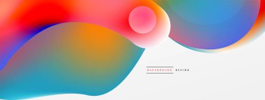 Fluid abstract background, round shapes and circle flowing design for wallpaper, banner, background or landing