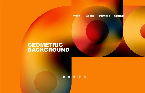 Website Landing Page Abstract Geometric Background Circles Shapes Web Page — Archivo Imágenes Vectoriales