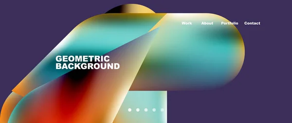 Landing Page Background Template Colorful Plastic Shapes Abstract Composition Vector — Stock vektor