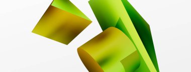 Vektör 3d soyut arkaplan. Şekiller 3 boyutlu üçgen ve silindir. Duvar kağıdı, afiş, arkaplan veya iniş için moda tekno iş şablonu