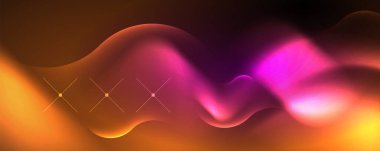 Neon glowing waves, magic energy space light concept, abstract background wallpaper design