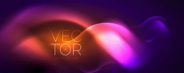 Neon glowing waves, magic energy space light concept, abstract background wallpaper design