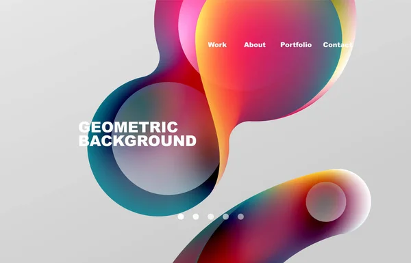 Landing Page Abstract Liquid Background Flowing Shapes Design Circle Web — Archivo Imágenes Vectoriales