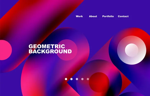 Circles Shapes Landing Page Abstract Geometric Background Web Page Website — Wektor stockowy